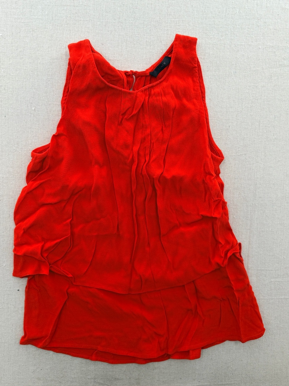 J Crew Women’s Red Sleeveless Pleated Blouse